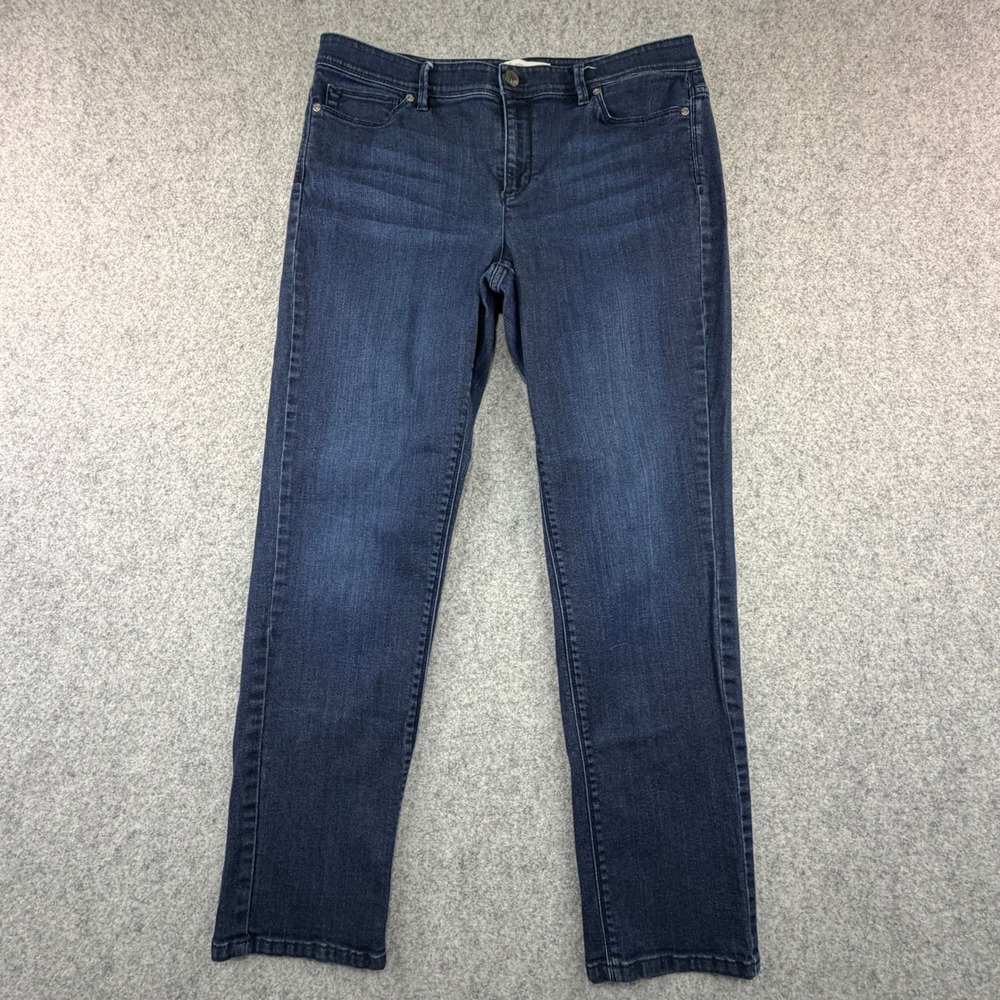 J. Jill Authentic Fit Slim Leg Dark Wash Denim Jeans Size 12 Stretch Tencel